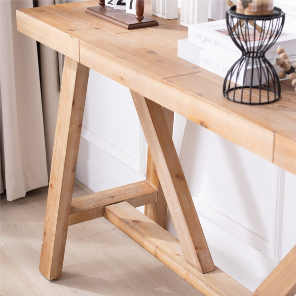 English Elm Farmhouse A-frame Console Table Engineered Wood Entryway Accent with Open Base W2729P414723