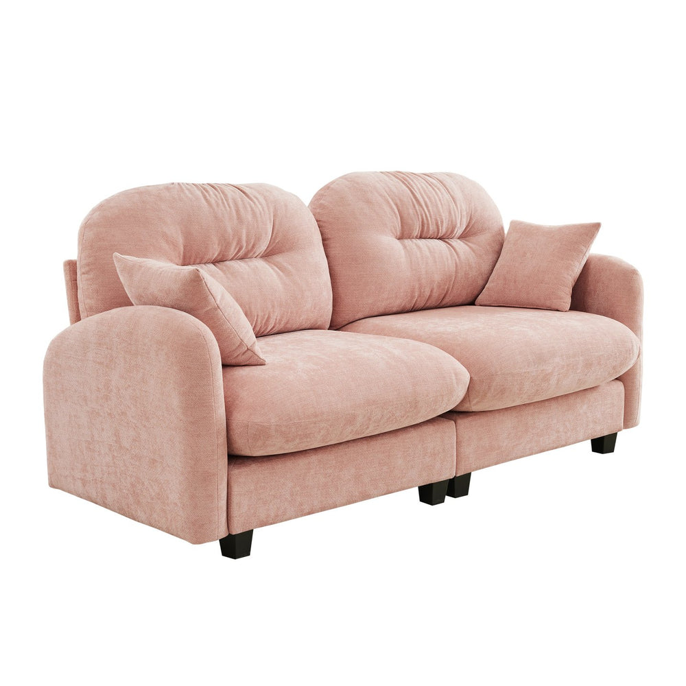 English Elm Loveseat Modular Cloud Sectional Sofa with Tufted Chenille Backrest, Ergonomic High-Density Comfort, Durable Wood Base Pink W714S01384