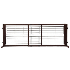 English Elm 38"-71" Freestanding Pinewood Pet Gate with Wire Mesh Panels for Doorways W2181P357586