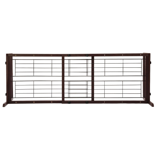English Elm 38"-71" Freestanding Pinewood Pet Gate with Wire Mesh Panels for Doorways W2181P357586