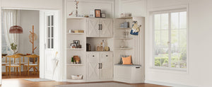 English Elm Multifunctional Hall Cabinet & Tree: Versatile 2-In-1 Storage Solution With Hooks For Entryway Style W1580S00185