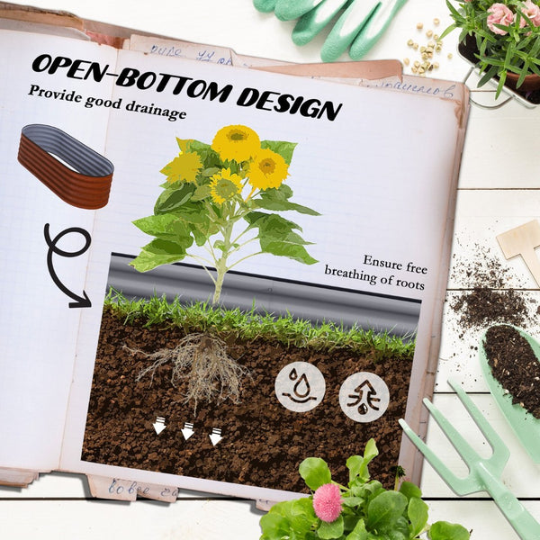 English Elm Outsunny 5' X 2' Galvanized Metal Raised Garden Bed Kit - Easy Diy Elevated Planter For Herbs & Veggies W2225P200927-GIGA