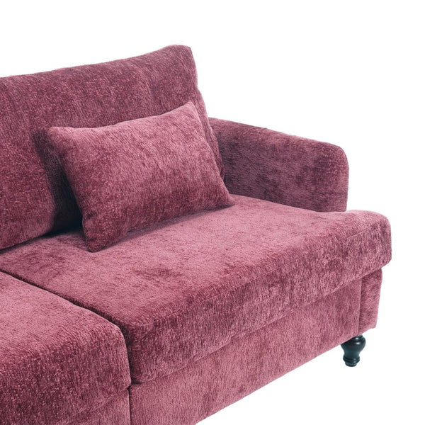 English Elm Mid Century Modern chenille loveseat with solid wood frame, detachable cushions, breathable fabric couch WINE RED W395P151897