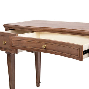 English Elm Dauphin Rubberwood Executive Desk with Soft Close Drawers and Satin Gold Hardware B2719P468876