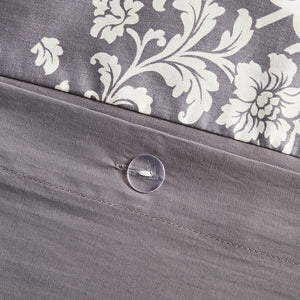 English Elm Full/Queen Vienna 6 Piece Printed Duvet Cover Set – 100% Cotton Sateen, OEKO-TEX, Damask Chic, Flange Accent, Pillows Included B03597322