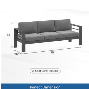 English Elm All-weather Outdoor 4 Piece Iron Conversation Set with Olefin Cushions and Wood Grain Table Gray B082S00104