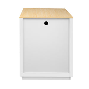 English Elm K&K Extendable Kitchen Island with Dining Table, 51.2" Seating for 2-6, Power Hub & Double Storage White Oak N707S000010W