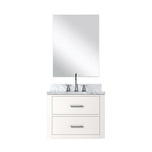 English Elm White Single Bath Vanity Set With Acrylic Countertop, Frameless Mirror & Chrome Faucet For Small Spaces B2731S01970-GIGA