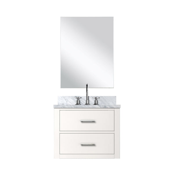 English Elm White Single Bath Vanity Set With Acrylic Countertop, Frameless Mirror & Chrome Faucet For Small Spaces B2731S01970-GIGA