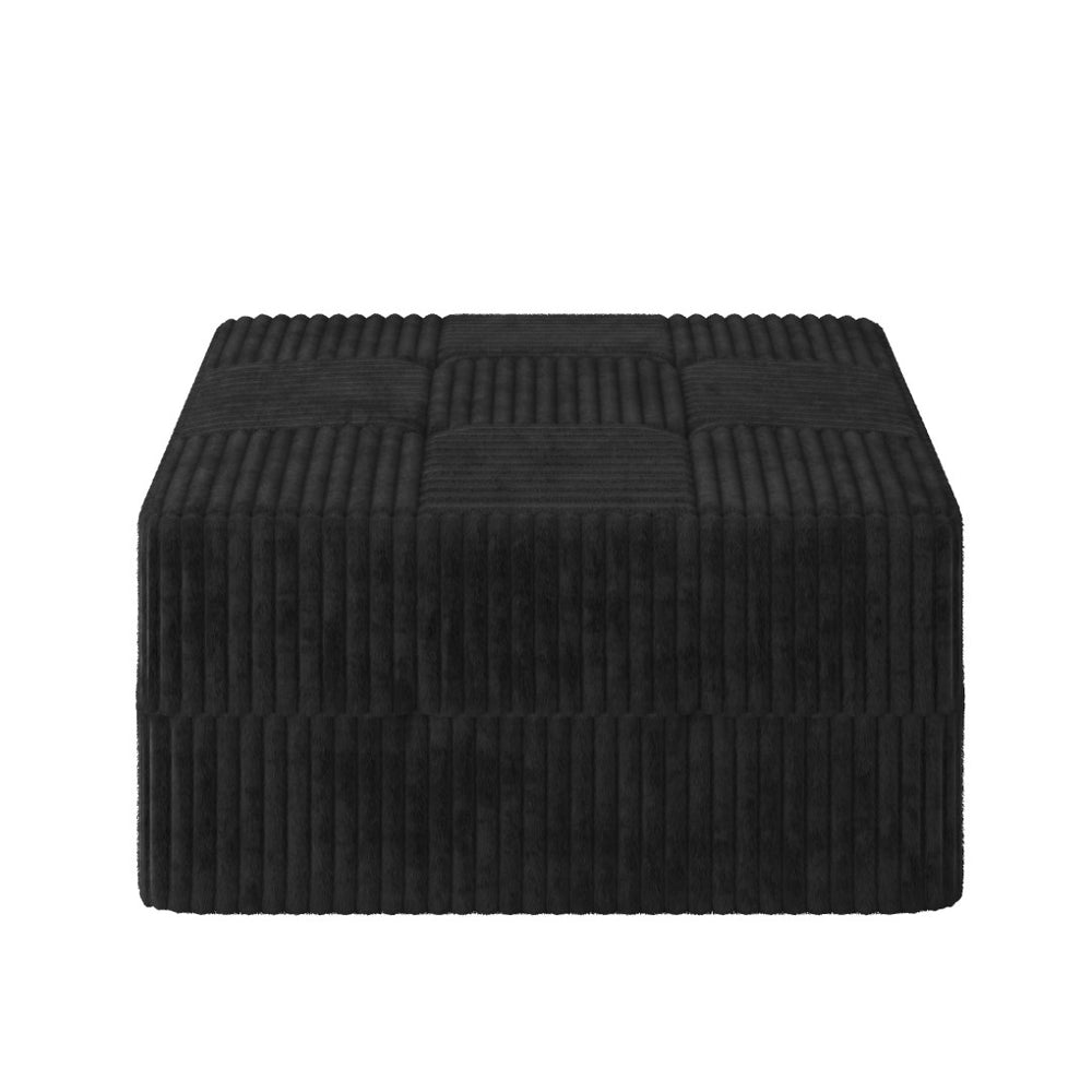 English Elm Ottoman Modular Sectional Sofa Terrycloth Upholstered Foam Sleeper for Modern Living Spaces Black W487P462939