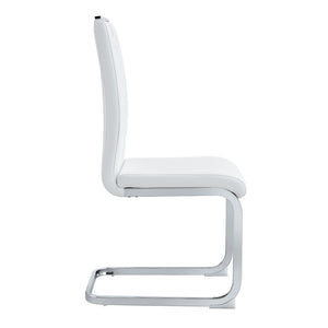 English Elm Set of 2 Gloss Pu Bow-back Dining Chairs with Ergonomic Curved Support for Modern Lofts White W1512P491841