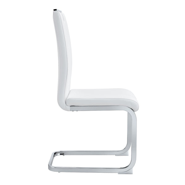 English Elm Set of 2 Gloss Pu Bow-back Dining Chairs with Ergonomic Curved Support for Modern Lofts White W1512P491841