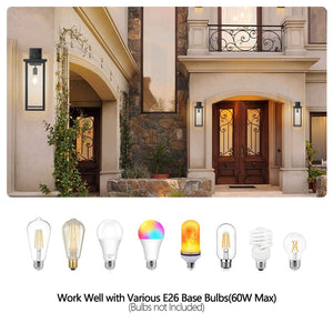 English Elm 20"(h) Matte Black Aluminum Outdoor Wall Sconces Set of 2 with Clear Glass Panels W1340P206649