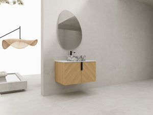 English Elm 30" Contemporary Bathroom Vanity With Art Sink, Wall-Mounted Design & Durable Plywood Construction W999S00446