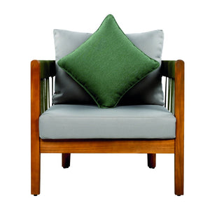 English Elm Christopher Knight Home® - Acacia Wood Outdoor Club Chair with Handwoven Rope, Curved Back & Water-Resistant Cushions for Patio Green,Natural+Grey N767P265743E