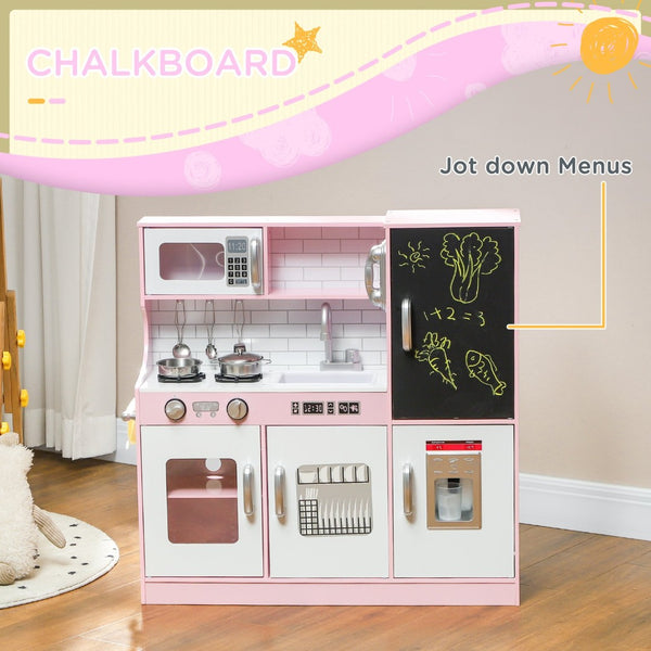 English Elm Qaba Pretend Play Kitchen Set for Kids with Chalkboard Ice Maker and 5 Accessories W2225P249825