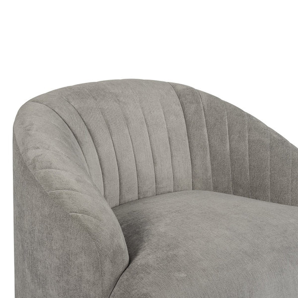 Sunpan ASTRID Armchair - Elegant Polo Club Stone Design with Channel Tufting and Antique Brass Frame 105335
