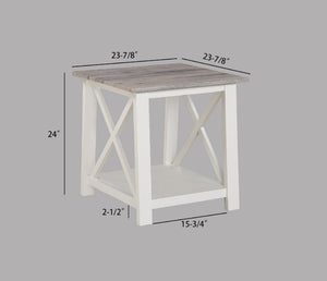 English Elm White 3-Piece Cocktail Table Set – Modern Rectangular Coffee Table + 2 Square End Tables, Sleek Living Room Furniture 47.5" x 23.9" x 18" B011P244337