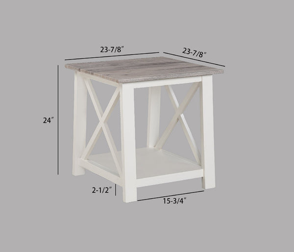 English Elm White 3-Piece Cocktail Table Set – Modern Rectangular Coffee Table + 2 Square End Tables, Sleek Living Room Furniture 47.5" x 23.9" x 18" B011P244337