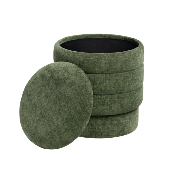 Crestview Collection Modern Storage Ottoman - Stylish Chenille Furniture For Living Room, Bedroom & Entryway Organization Green Mdf Evfzr3996dgrn