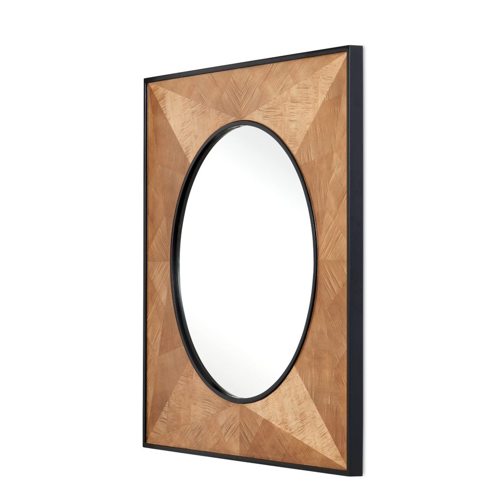 Kallista Taupe Mirror with Black Mahogany Trim and Sycamore Veneer for Elegant Home Décor