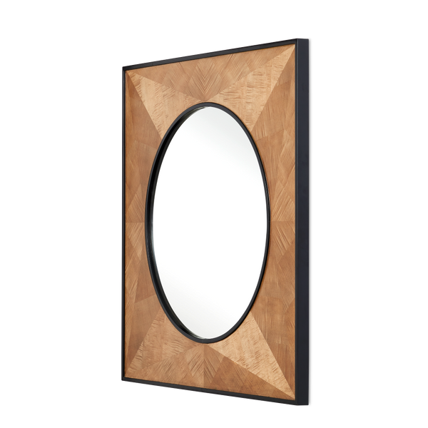 Kallista Taupe Mirror with Black Mahogany Trim and Sycamore Veneer for Elegant Home Décor