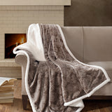 Madison Park Elma Traditional Oversized Textured Plush Throw MP50-3252 Tan