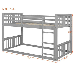 English Elm Twin Over Bunk Bed Solid Pine Frame Gray Finish with Guardrail for Kids N708P429640E