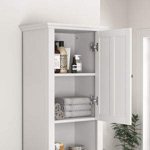 English Elm Bathroom Floor Storage Cabinet with 2 Doors, 6 Shelves, Painted Wood Finish, 110lb Load Capacity, Slim Design W40935721