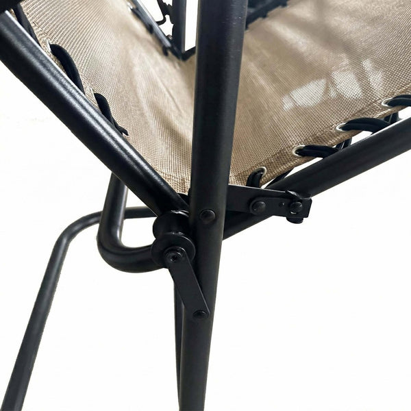 English Elm Oversized Zero Gravity Patio Recliner with Mesh Seat Wood Arms and Cup Holder W5159P446019