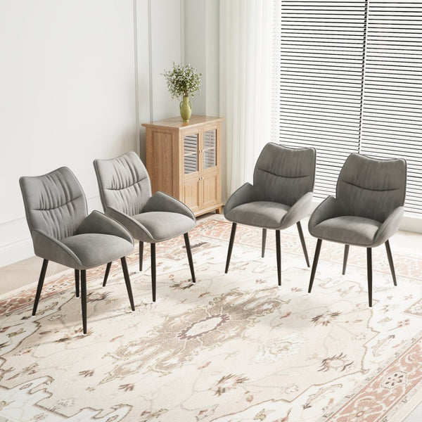 English Elm Luxury Velvet Dining Chair Set of Four with Cushioned Seats and Sturdy Metal Frame W1727S00011