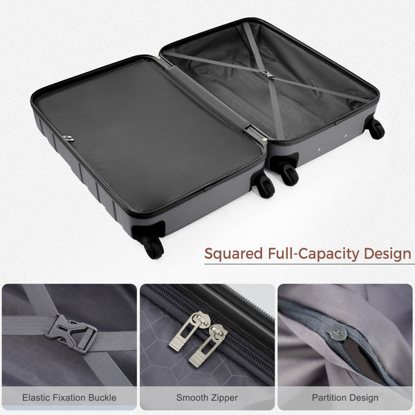 English Elm 3-piece Hardshell Abs Travel Set with Tsa Lock Spinner Wheels Duffel and Toiletry Bag Grey N726P439331Z
