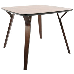 English Elm Folia Mid-Century Dinette Table with Rounded Square Top and Splayed Tapered Legs for Four Walnut B202P223343