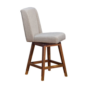 English Elm Constantine Wingback Swivel Counterstool Solid Rubberwood Frame Taupe Upholstered Seat B2736P464896
