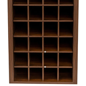 English Elm brown Modular 32-Bottle Wine Cabinet Buffet with Walnut Finish, 32-Slot Storage, Durable Melamine Wood W331P234975