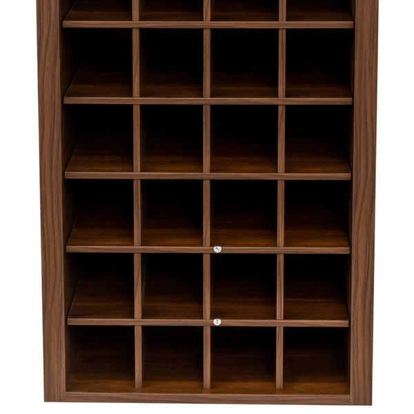 English Elm brown Modular 32-Bottle Wine Cabinet Buffet with Walnut Finish, 32-Slot Storage, Durable Melamine Wood W331P234975