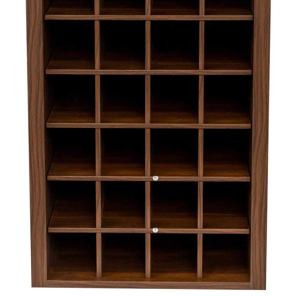 English Elm brown Modular 32-Bottle Wine Cabinet Buffet — 32-Slot Walnut Finish Storage Cabinet, Compact Durable Design W331P234975
