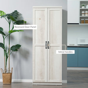 English Elm Homcom 63" Freestanding Kitchen Pantry With 5-Tier Shelving, Adjustable Storage & Antique White Finish W2225P229353