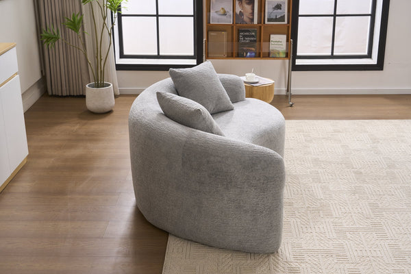 English Elm LY-042 Zen-Inspired S-Curved Dual-Depth Loveseat with Chenille Upholstery, Ready-to-Use Comfort Light Gray W2231P329726