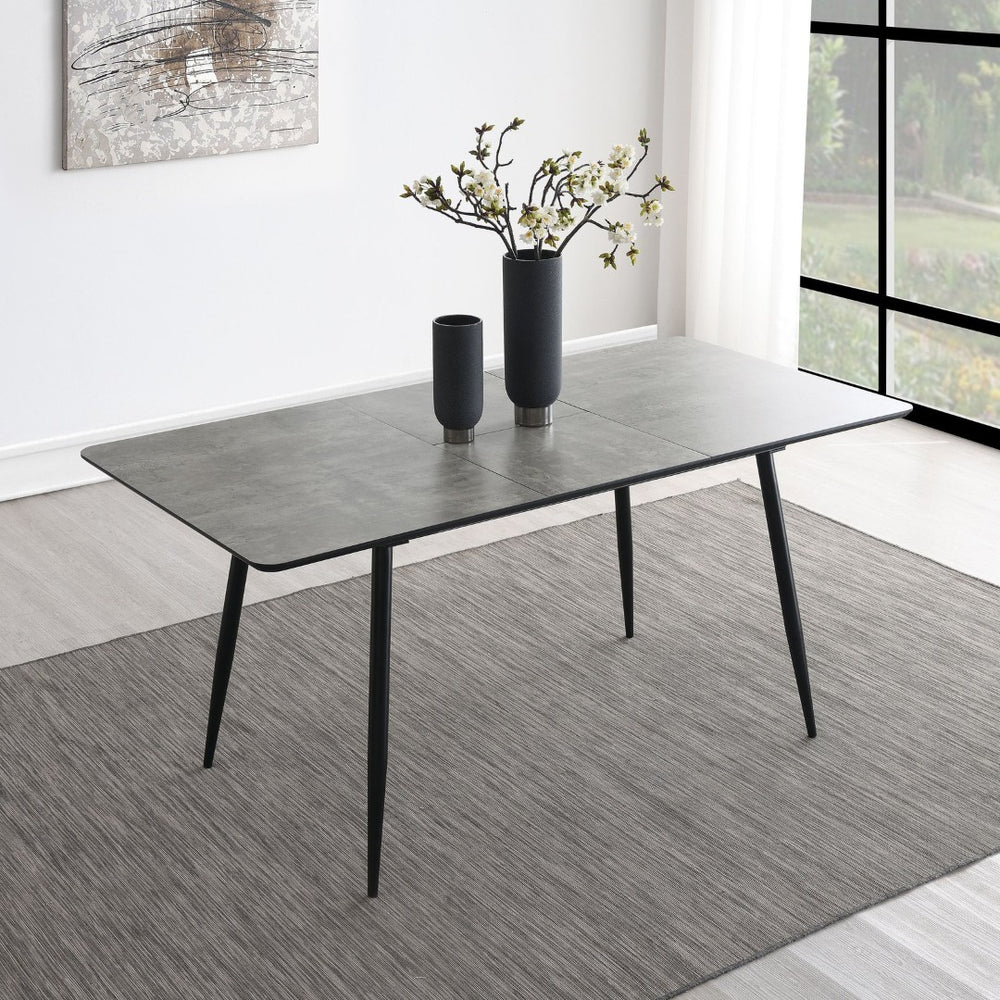 English Elm Grant Grey Extension Dining Table with Butterfly Leaf and Mid-century Tapered Legs B062P441464