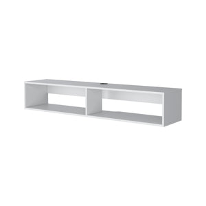 English Elm Central Floating media rack melamine wall unit with two shelves, 59.1" wide modern TV stand for compact spaces durability and style B128P227636