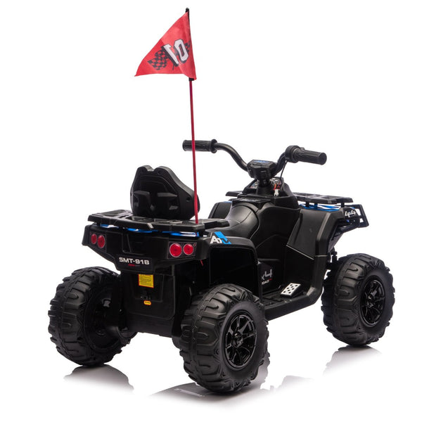 English Elm 24v Kids Electric Ride-on Atv with Dual Motors Bluetooth Led Lights and Flag Poles Blue W1578P305894