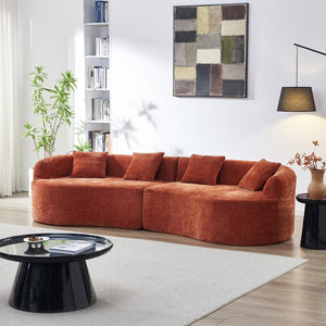 English Elm 111" L Shaped Cloud Sofa Plush Chenille Upholstered High Density Foam Apartment Living Room Orange W1669S00054