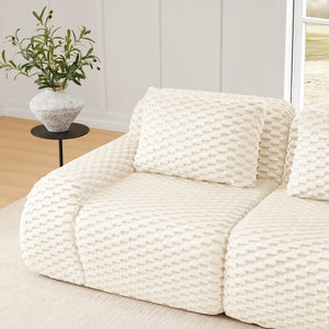 English Elm 114" U-shaped Modular Sectional Flannelette Sofa Oversized Lounge with Movable Ottoman Cream W714S01521