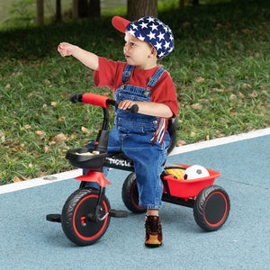 English Elm Qaba Toddler Steel Frame Tricycle with Bell Eva Wheels Ergonomic Seat Indoor Outdoor W2225P217781