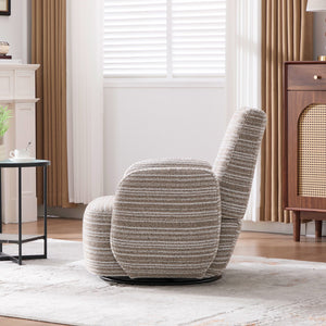 English Elm Modern Boucle 360° Swivel Leisure Chair with High‑Resilience Sponge, Supportive Curve, 550lb Capacity khaki W395P355481
