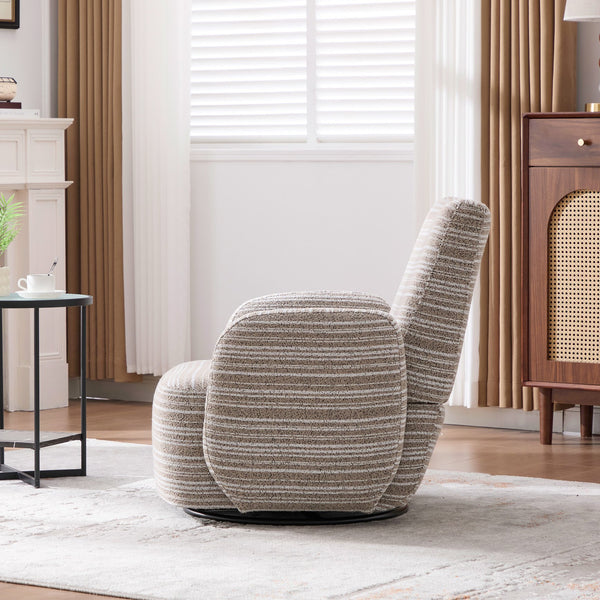 English Elm Modern Boucle 360° Swivel Leisure Chair with High‑Resilience Sponge, Supportive Curve, 550lb Capacity khaki W395P355481