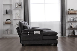 English Elm United We Win U-Shaped Modular Cloud Couch - 4-Seat Chenille Sofa With Double Chaise & Storage Pockets W1568S00215-GIGA