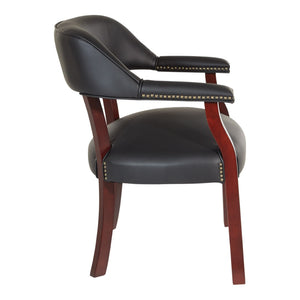 OSP Home Furnishings Traditional Guest Chair with Brass Nailhead Trim and Mahogany Frame for Office Use TV230-3
