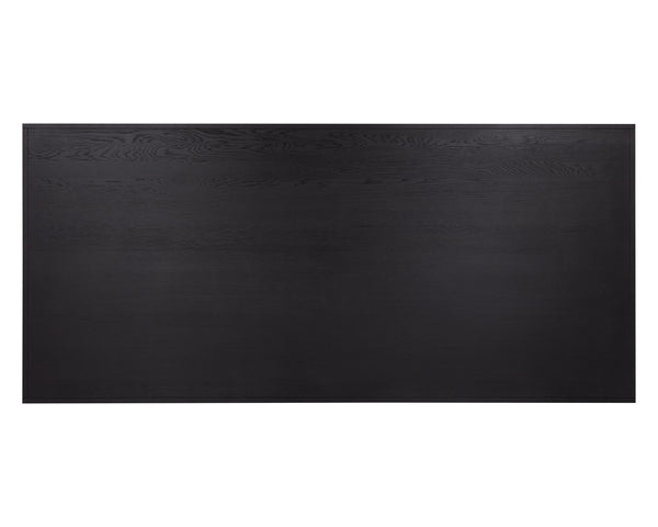 Sunpan Judson 100" Dining Table - Elegant Black Oak with Unique Texture & Warm Brass Accents for Your Home